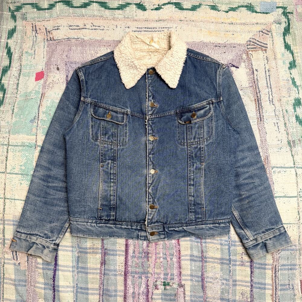 Vintage Lee Riders Sherpa Lined Denim Jacket Men's Large Made in Italy